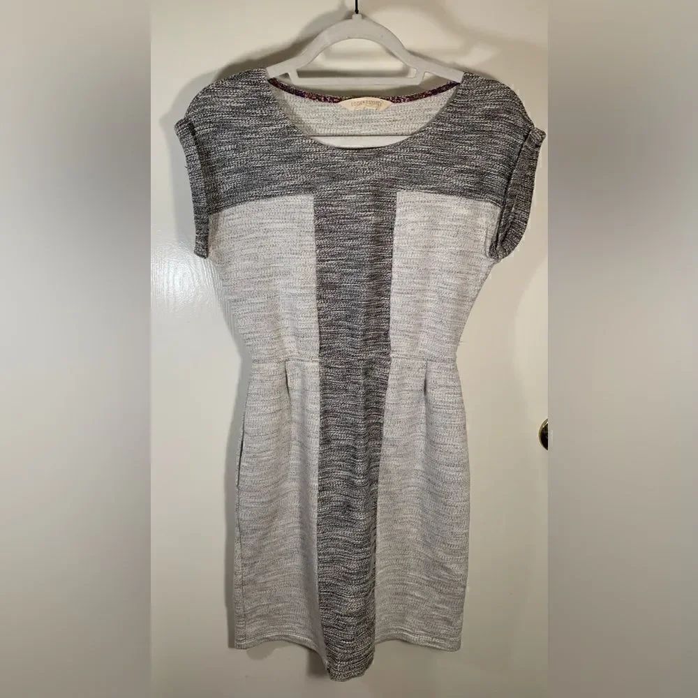 EDMe & ESYLLTE Anthro EUC gray color block sleeveless knit cotton dress Size XS